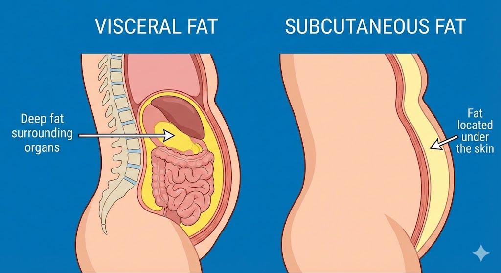 visceral fat and subcutaneous fat distribution
